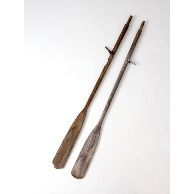Mid 20th Century Vintage Wooden Boat Oars Pair For Sale - Image 5 of 15