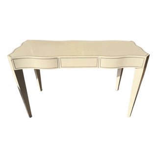 Nancy Corzine Signed Ivory White Lacquer Writing Table Vanity Desk For Sale