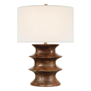 Chapman & Myers by Visual Comfort Signature Eldin 29" Table Lamp in Smoked Umber with Linen Shade For Sale