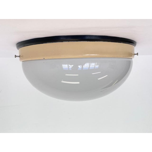Gold Bauhaus Bakelite Glass Ceiling Light, 1940s For Sale - Image 8 of 9