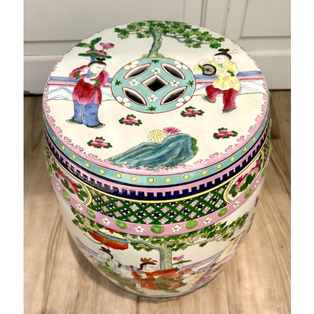 Mid-20th C. Chinese Hand-Painted Porcelain Garden Stool With Figural Scenes For Sale - Image 10 of 12