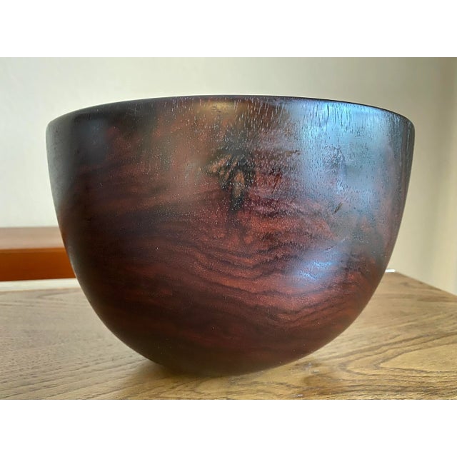 Don S. Shoemaker Large Hand-Carved Minimalist Midcentury Modern Rosewood Bowl For Sale - Image 4 of 10