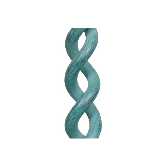 Verdigris Open Barley Twist Candlestick Holders, a Pair For Sale - Image 4 of 7