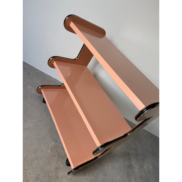 1980s Vintage Postmodern Space Age Laminate Bar Cart / Rolling Display Shelf For Sale - Image 11 of 13