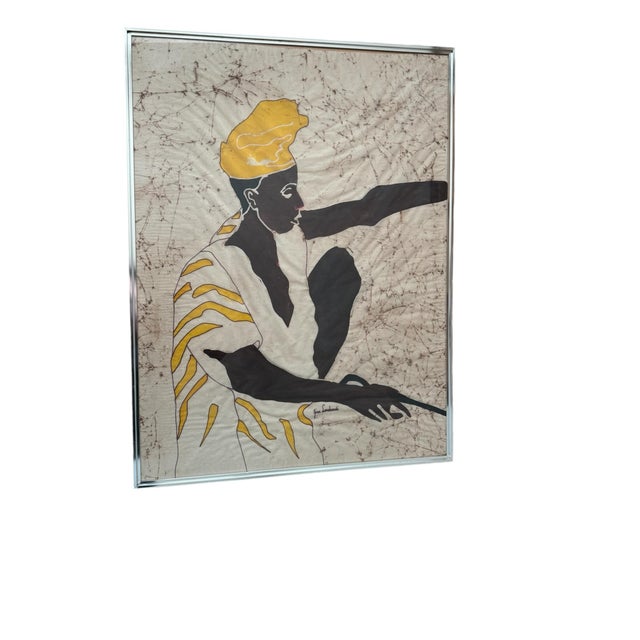 Vintage Original Signed Gina Lombardi Bratter, African Woman Batik For Sale - Image 4 of 9