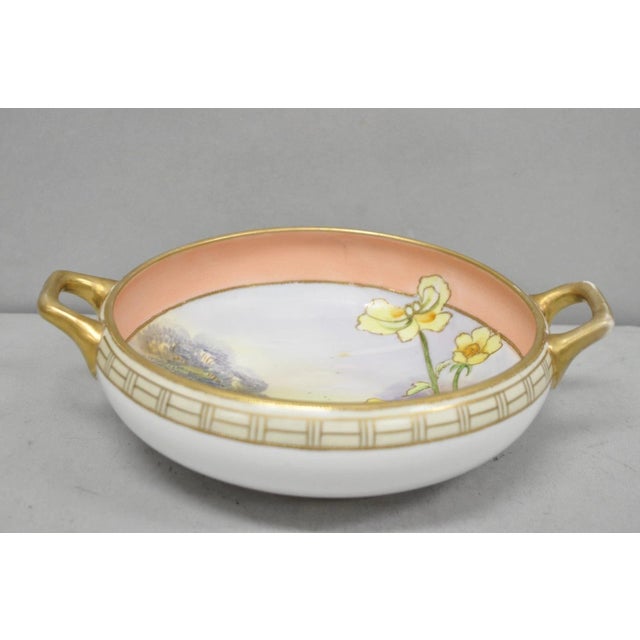 Antique Nippon Morimora Hand Painted Flowers & Ducks Coral Porcelain Bowl (A) For Sale - Image 9 of 16