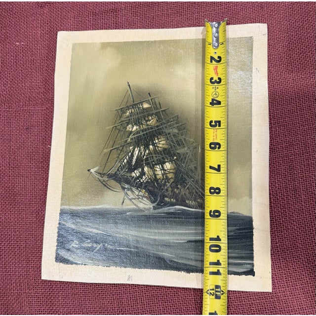 1950s Renato Longanesi Clipper Ship Original Oil on Canvas Seascape Painting For Sale - Image 4 of 5