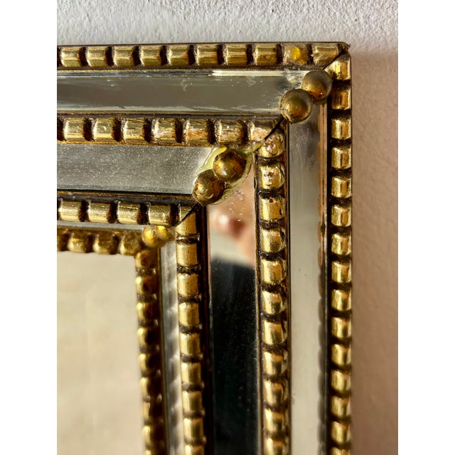 Brass and Beveled Glass Wall Mirror, 1930s For Sale - Image 9 of 15