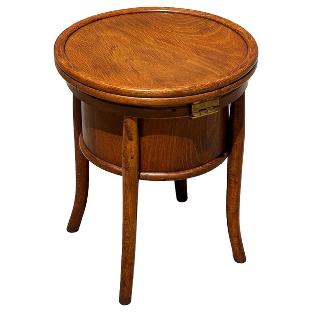 Late Victorian Hand Sculpted Walnut Commode Chamber Pot W/ Lid by Thonet For Sale - Image 4 of 7