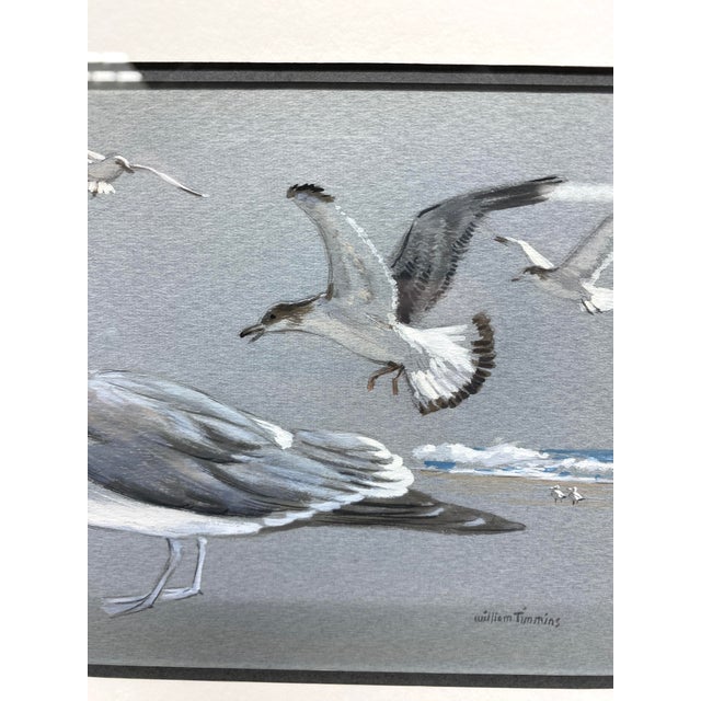 Paint Original William Timmins (American, 1915–1985) Seagulls Painting — Mid‑20th‑Century Monterey Coastal Scene For Sale - Image 7 of 9