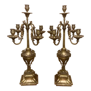 Pair of Bronze Renaissance Revival Candelabras