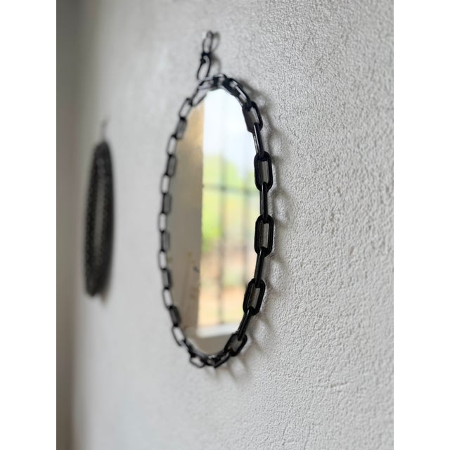 Oval Brutalist Chain Mirror, 1950 For Sale - Image 14 of 18