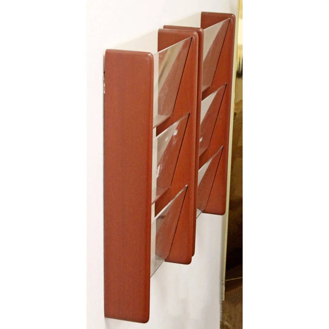 Peter Pepper Products Very Rare! A Pair of 1970s Mid-Century Modern Peter Pepper Walnut Wall Mount Magazine Racks - A Pair For Sale - Image 4 of 6