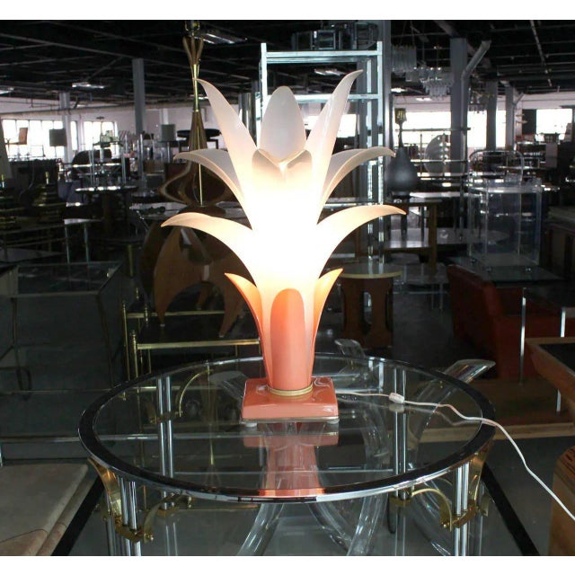 Early 20th Century Molded Acrylic Lotus Flower Table Lamp Chairish