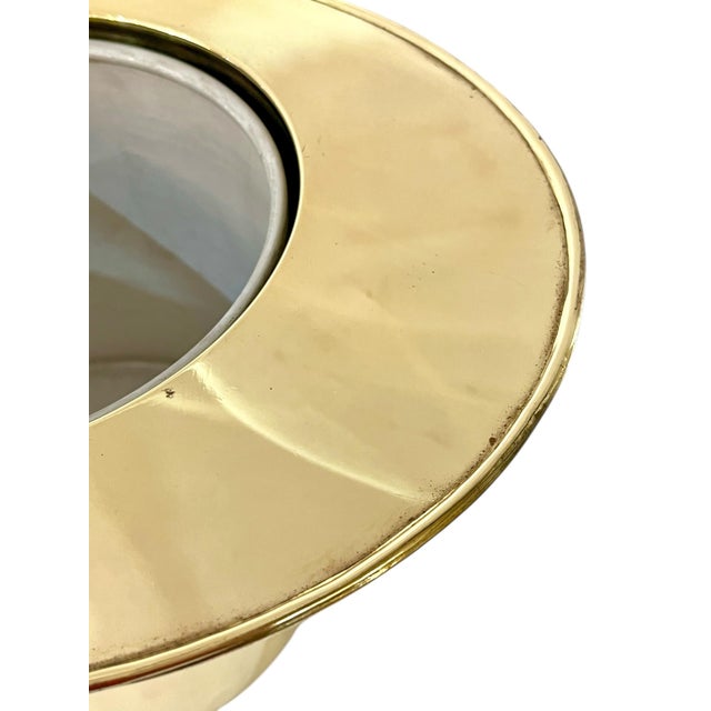 Vintage French Brass Art Deco Style Brass Finish Top Hat Ice Champagne Bucket Cooler For Sale - Image 6 of 17