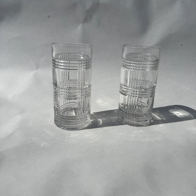 Ralph Lauren Ralph Lauren Glen Plaid Crystal Highball Glasses-Set of 2 For Sale - Image 4 of 8