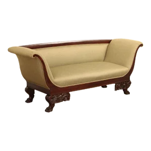 Antique American Empire Carved Mahogany Sofa