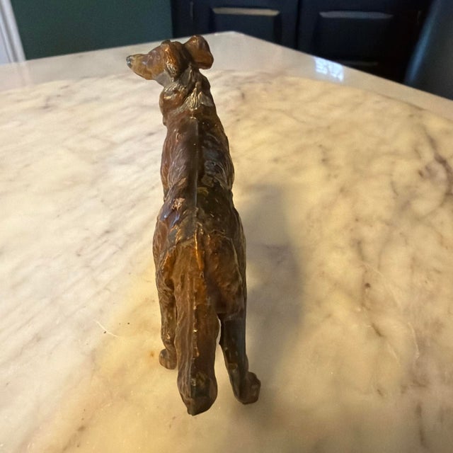 Vintage Bronze Metal Dog Figurine Borzoi Saluki Greyhound Statue 4 Inch For Sale - Image 6 of 9