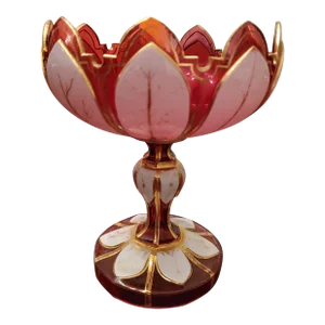 Antique Baccarat Style Ruby Cranberry Crystal Overlay Candy Dish