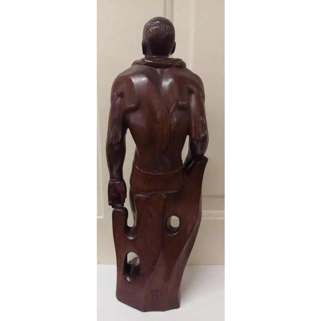 Wood Buster Crabbe Vintage Hand Carved Rosewood Sculpture For Sale - Image 7 of 12