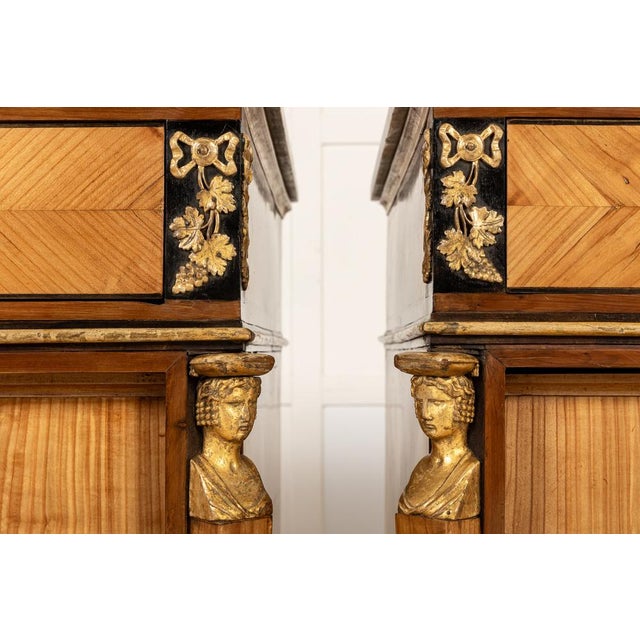 Antique Italian Yew and Cherrywood Commodes, 1700s, Set of 2 For Sale - Image 10 of 11