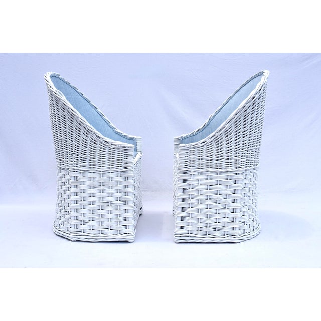 1980s Vintage Wicker Patio Chairs, White Lacquered Rattan, Italy For Sale - Image 9 of 11