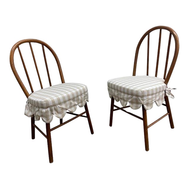 1980s Pair of Children's Gingham Chairs For Sale