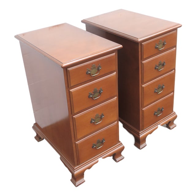 J B Van Sciver Tall and Narrow Maple Nightstands End Bedside Tables a Pair 6436 For Sale