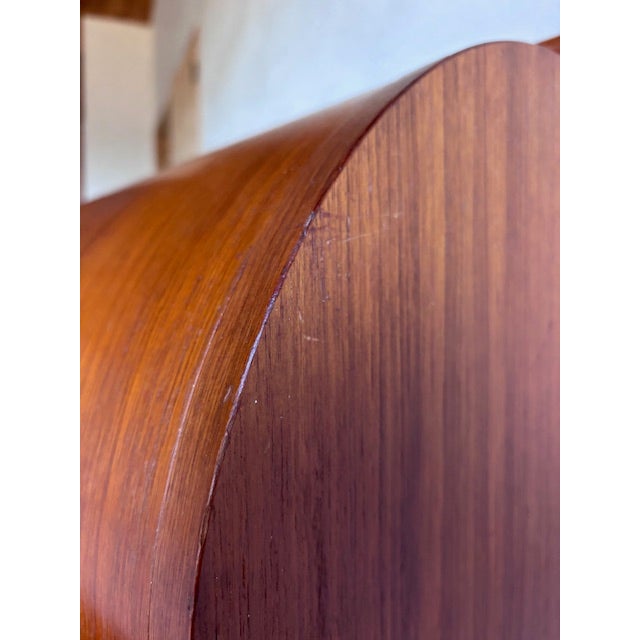 Mid-Century Teak Rolltop Secretary Desk Signed Egon Ostergaard With Label Made in Sweden For Sale - Image 14 of 17
