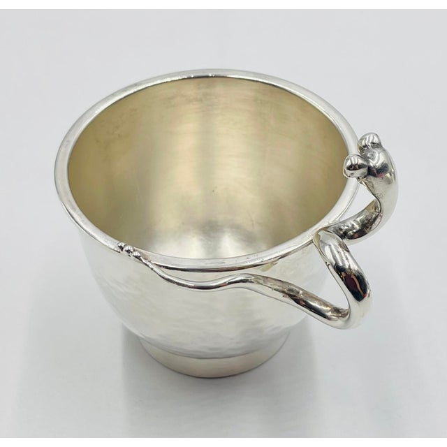 1980s Emilia Castillo Silver-Plated Bowl & Cup Set With Sculptural Worm Handles For Sale - Image 12 of 18