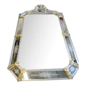 Venetian Rectangular Floreal Hand-Carving Wall Mirror by Simoeng