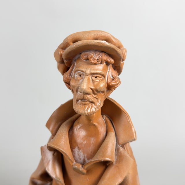 Ceramic Artisanal Italian Terracotta Sculpture of Man with Pipe, Apulia, 20th Century For Sale - Image 7 of 11