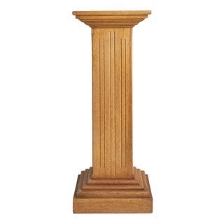 French Oak Pedestal with Stepped Base, 1940s For Sale