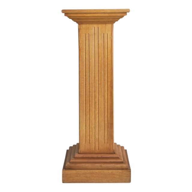 French Oak Pedestal with Stepped Base, 1940s For Sale