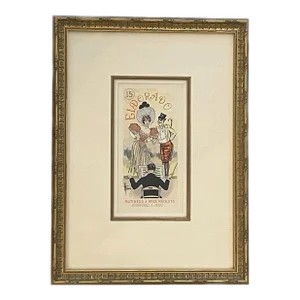 Late 19th Century Antique Poster Litho Eldorado Les Programmes Albert Guillaume Framed With Coa
