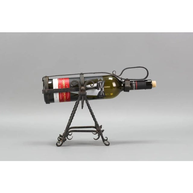 Metal Vintage German Wrought Iron Bottle Cradle Pourer, 1970s For Sale - Image 7 of 18