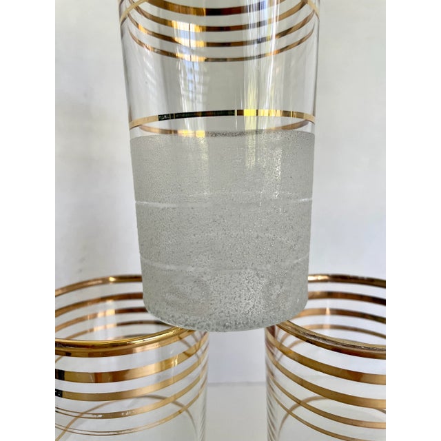 Gold 1940's Art Deco Gold Striped Tall Glasses and Pitcher Set For Sale - Image 8 of 9
