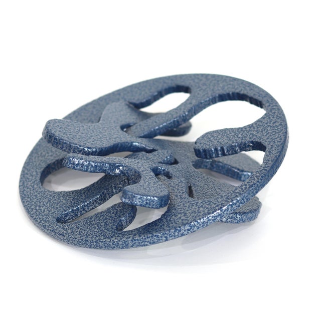 Blue Splash - Abstract Round Contemporary Geometric Metal Sculpture for Table or Desk Original Artwork by Granville Beals For Sale - Image 8 of 12