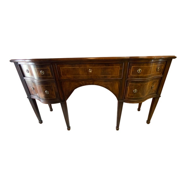 Late 20th Century Empire Craftsman Hepplewhite Style Inlaid Mahogany Sideboard For Sale