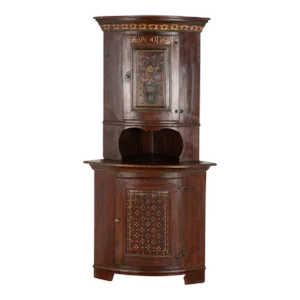 Original Painted Corner Cabinet Cupboard, Sweden Dated 1824