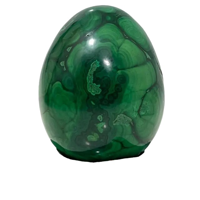African Malachite Egg on Malachite Base, 1970s, Set of 2 For Sale