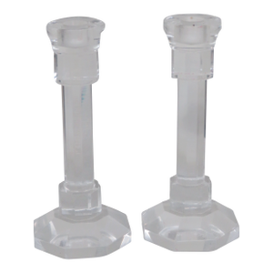 Lucite Candlesticks Candle Holders a Pair 4349b