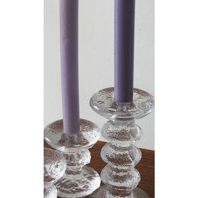 Mid-Century Modern Vintage Candlesticks in Glass by Timo Sarpaneva for Iittala, 1960s, Set of 3 For Sale - Image 3 of 6