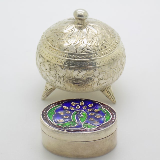 Vintage Italian Silver Duo Pill Trinket Boxes with Tripod Feet, 1980s, Set of 2 For Sale - Image 13 of 13
