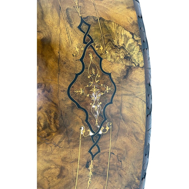 Wood Late 19th Century Napoleon III Style Tilt-Top Entry Table With Burl Wood and Inlay For Sale - Image 7 of 18