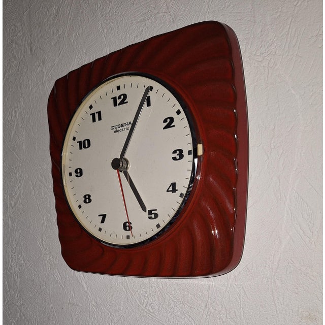 Vintage Wall Clock with Red Ceramic Case by Dugena, 1970s For Sale - Image 3 of 6