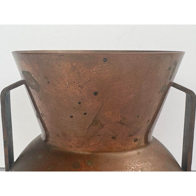 Copper Vintage Flemish Copper b.m. Co. Double-Handled Vase, No. 5012 For Sale - Image 8 of 12