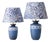 Vintage Blue and White Ceramic Table Lamps, 1970s, Set of 2 For Sale