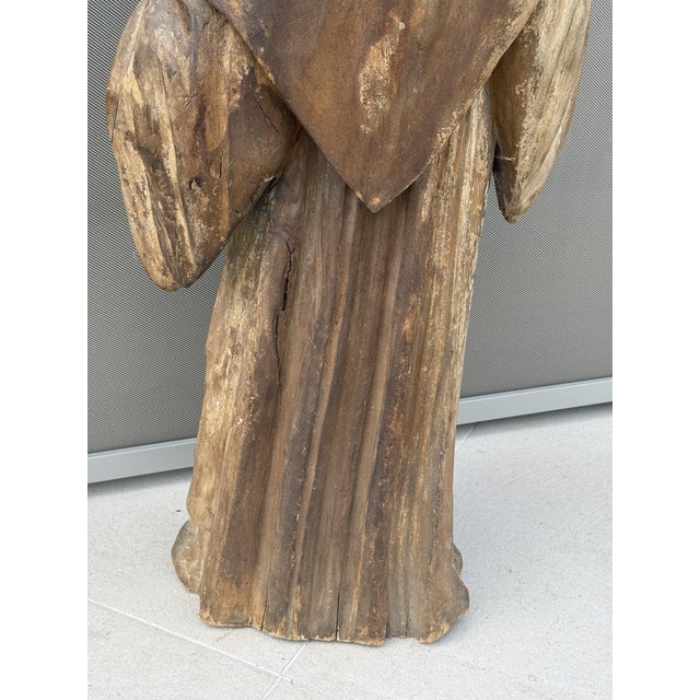 Large 18th Century Baroque Religious Carved Wooden Monk For Sale - Image 9 of 15