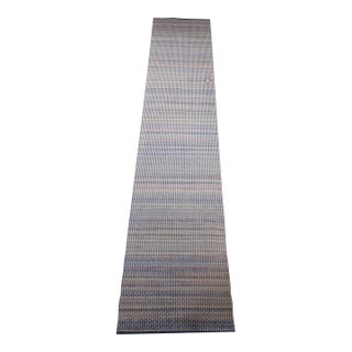 Antique American Amish Rag Runner, Handwoven Wool & Cotton, Stripe Pattern, Gray, 3x15 For Sale